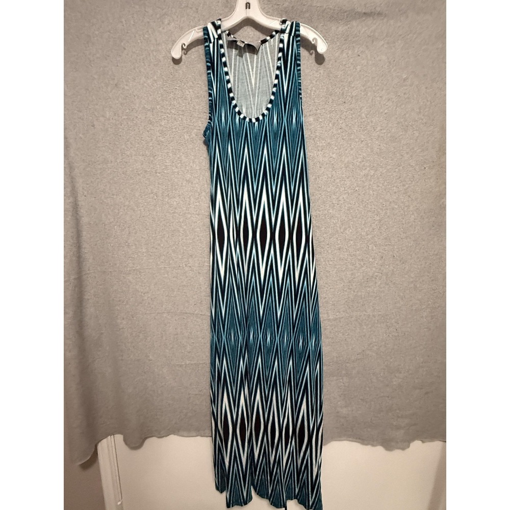 Marc New York Andrew Marc Dress Womens 14 Blue Chevron Scoop Neck Tank Maxi